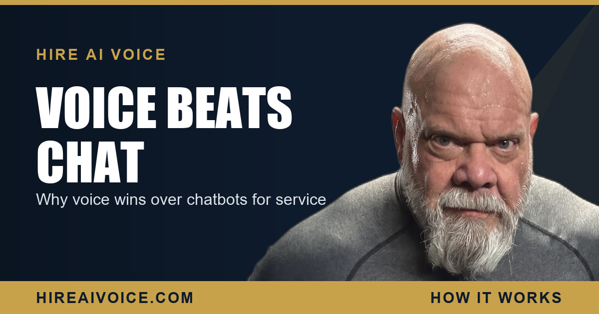 AI voice vs chatbot: why voice wins for phone-driven service businesses, Hire AI Voice